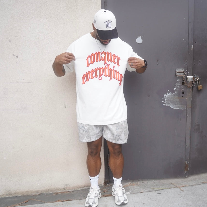 “Conquer Everything” WWC Oversized Tee - White/Red