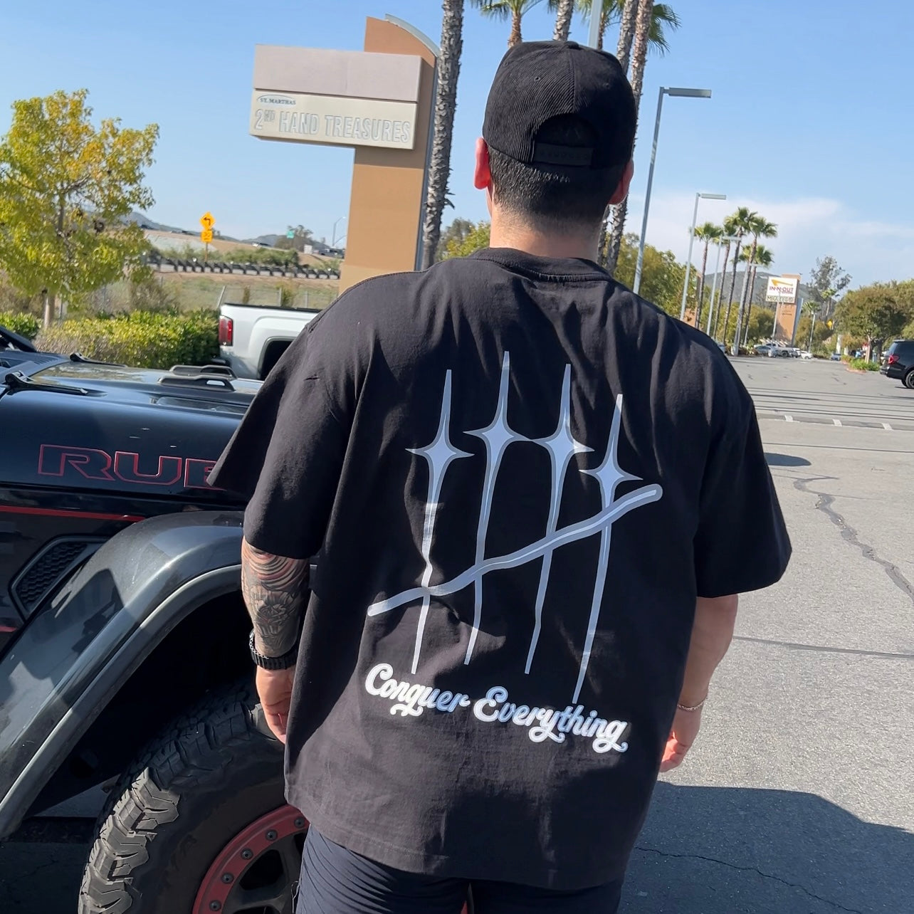 Oversized “BIG CQ” Tee - Black