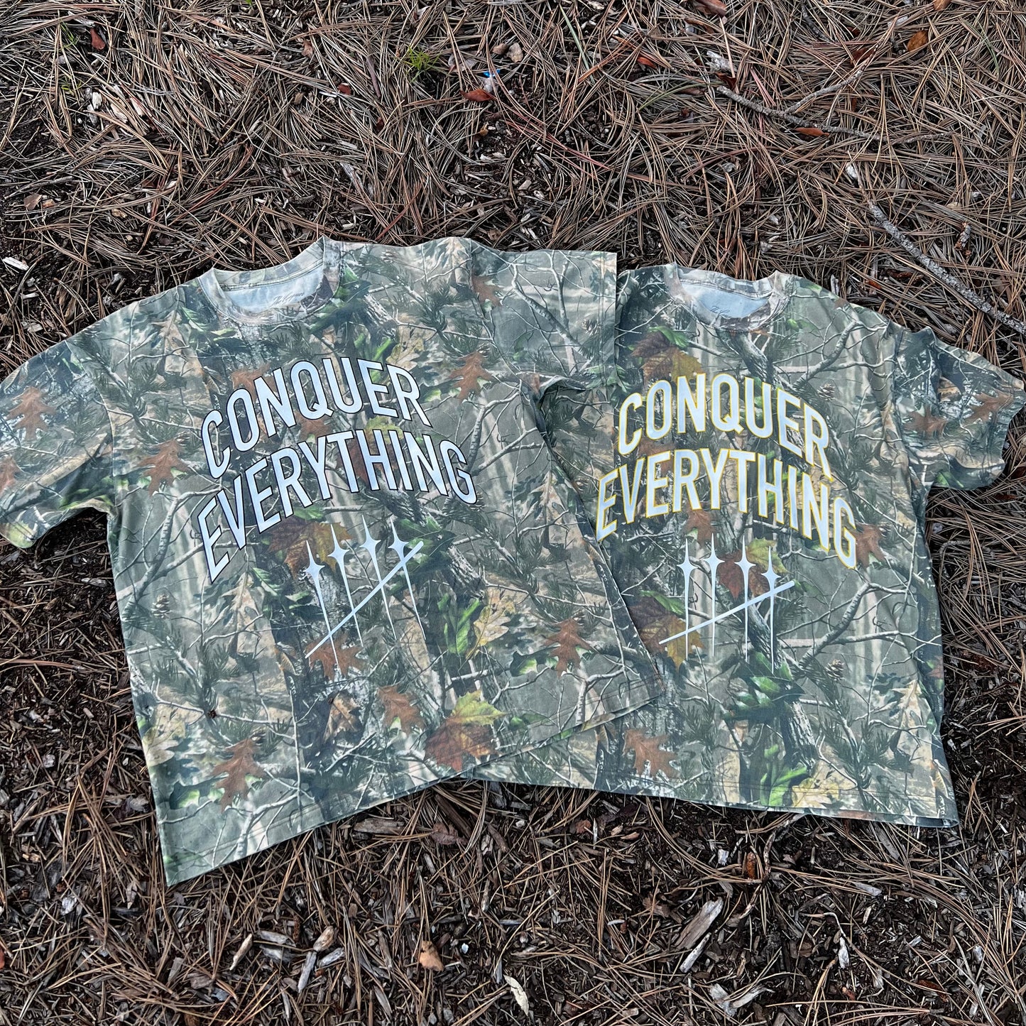 Oversized Camo “Conquer Everything” Tee White/Yellow