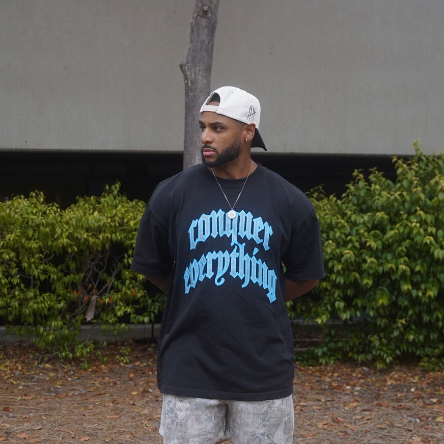“Conquer Everything” WWC Oversized Tee - Black/Blue