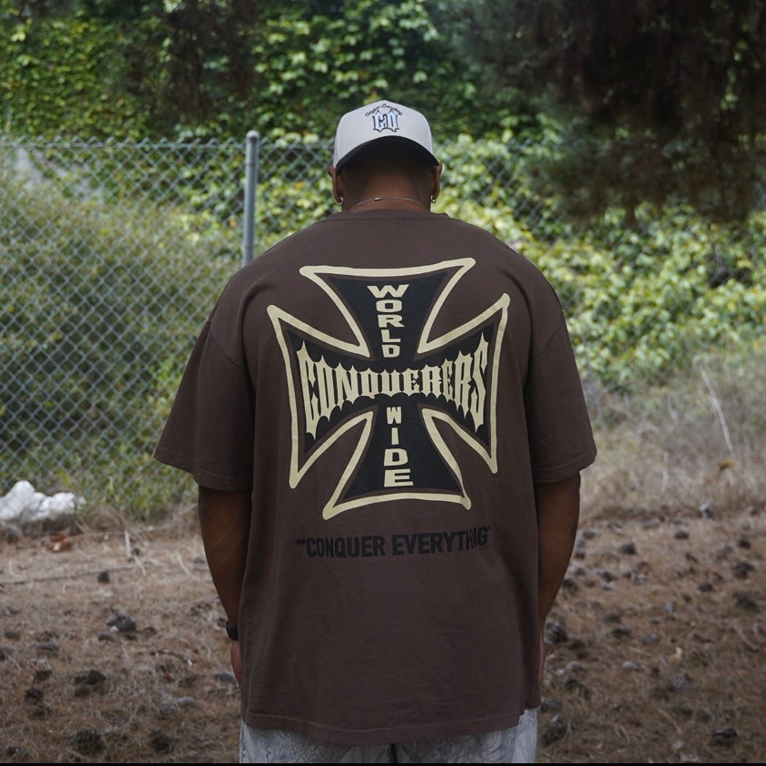 “Conquer Everything”’ WWC Oversized Tee - Brown