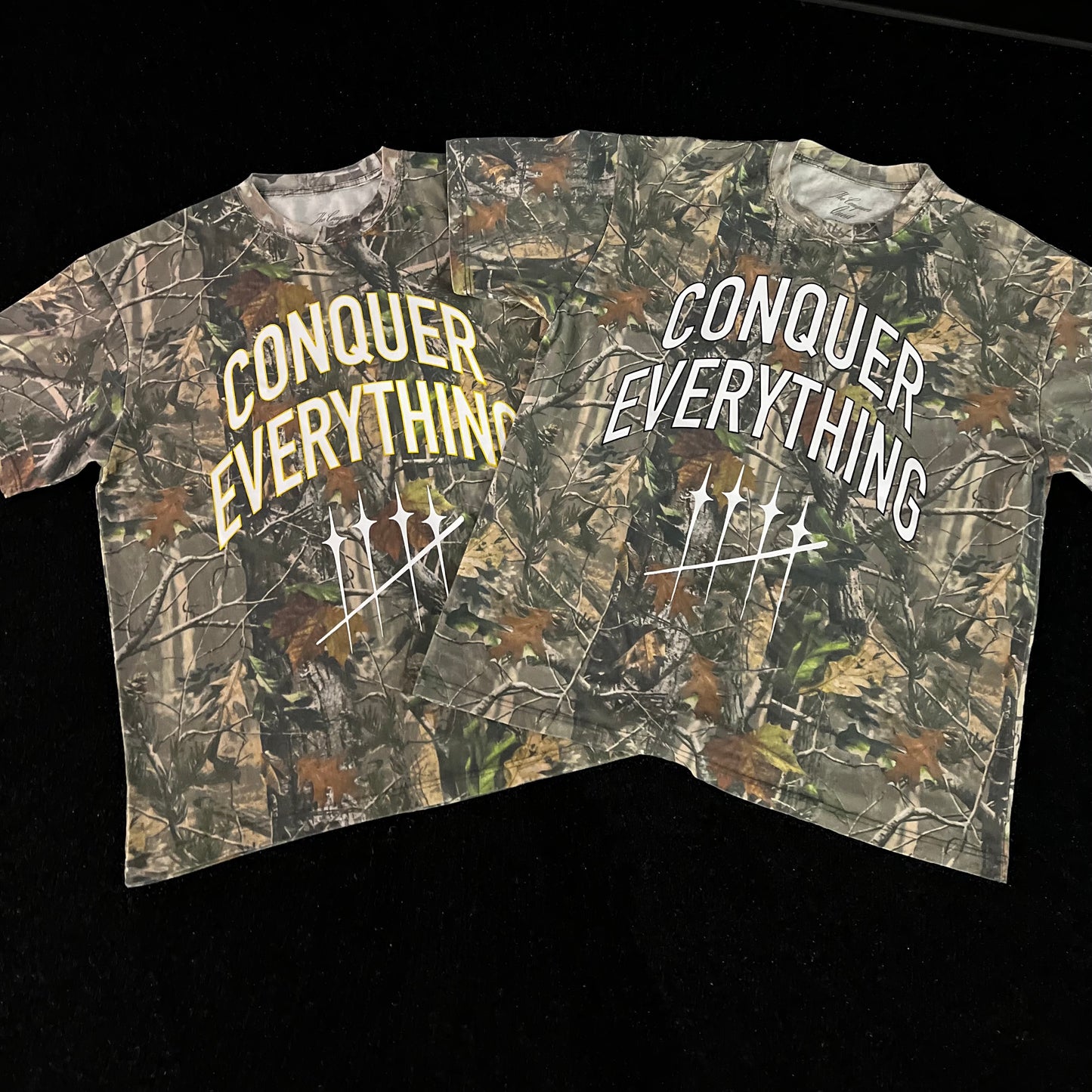 Oversized Camo “Conquer Everything” Tee White/Black
