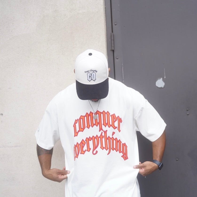 “Conquer Everything” WWC Oversized Tee - White/Red