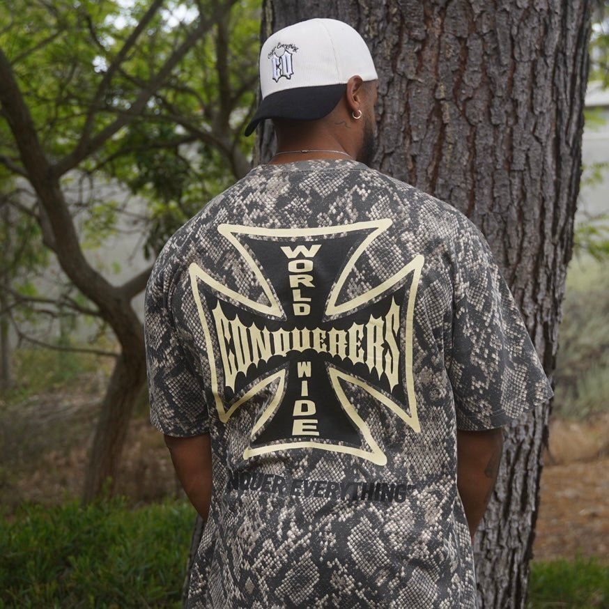 “Conquer Everything” WWC Oversized Tee - Snakeskin