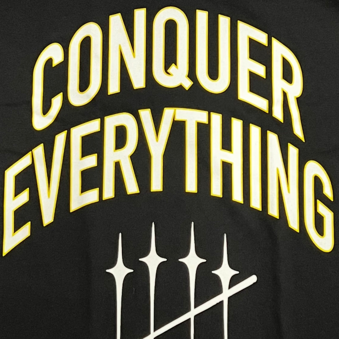 Oversized Black “Conquer Everything” Tee White/Yellow