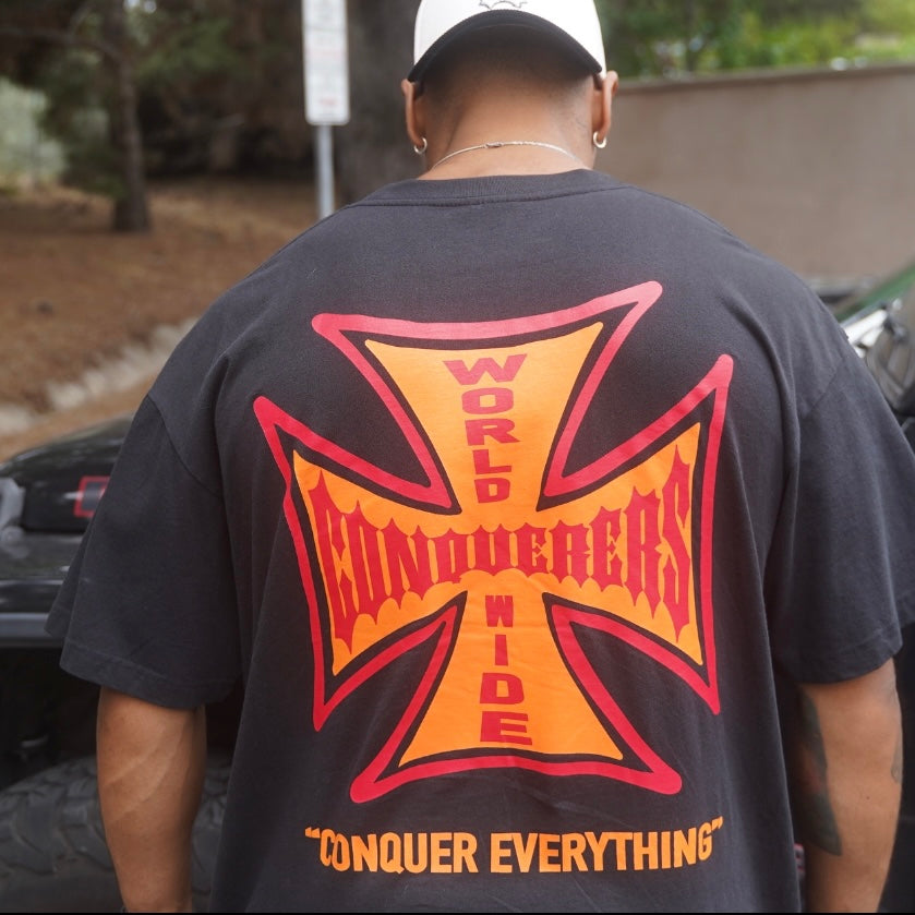 “Conquer Everything” WWC Oversized Tee - Black/Red