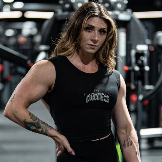 "She Conquers" Open Back Top