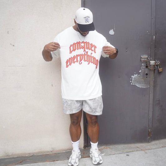 “Conquer Everything” WWC Oversized Tee - White/Red