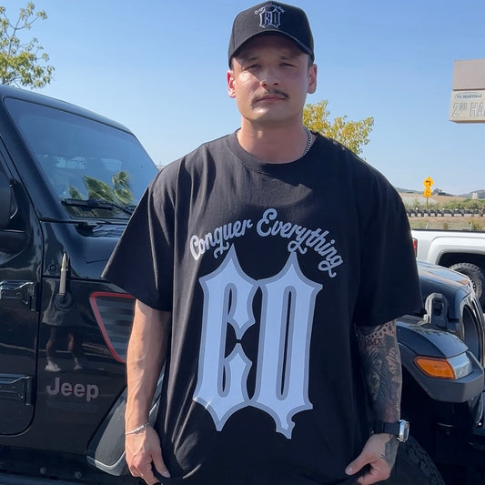 Oversized “BIG CQ” Tee - Black