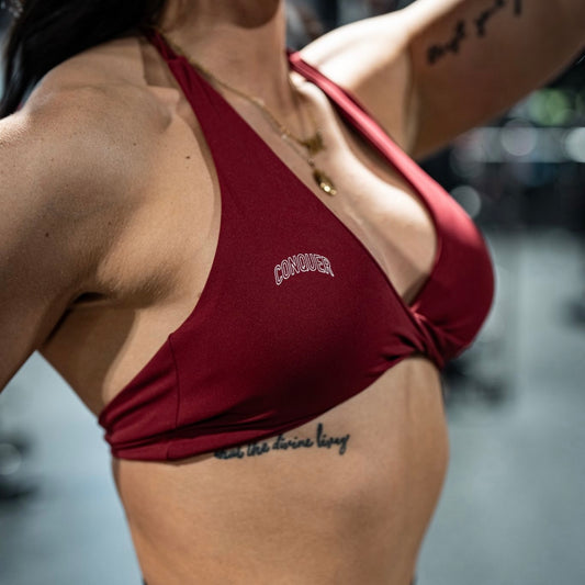 Seamless Cross Bra in Burgundy