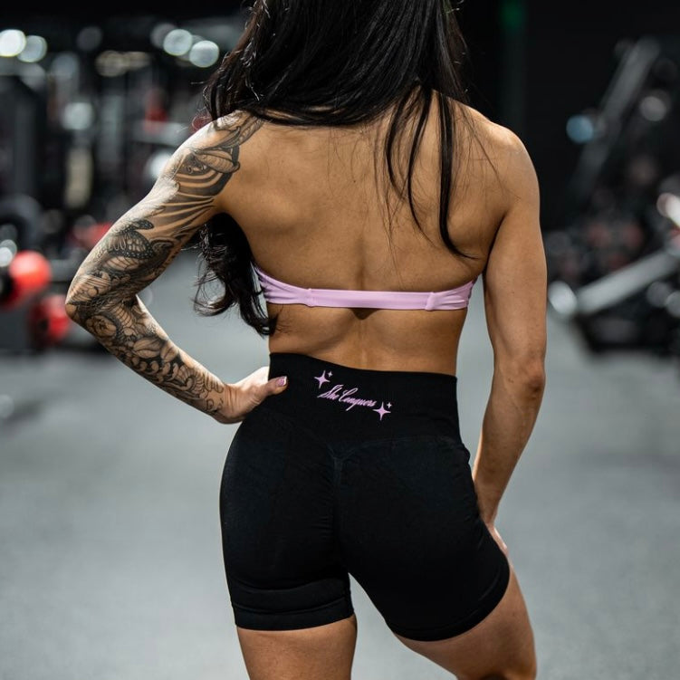 "Conquer" Seamless Shape Shorts Black/Pink
