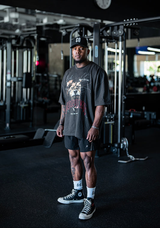 “Always On The Hunt” Lion Tee - Grey