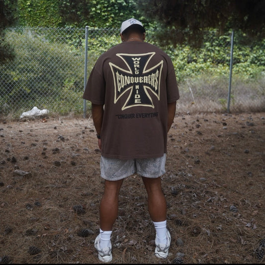 “Conquer Everything”’ WWC Oversized Tee - Brown