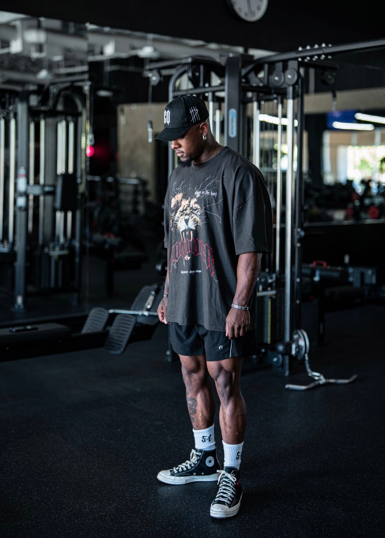 “Always On The Hunt” Lion Tee - Grey