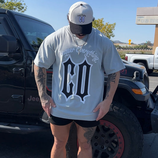 Oversized “BIG CQ” Tee - Grey