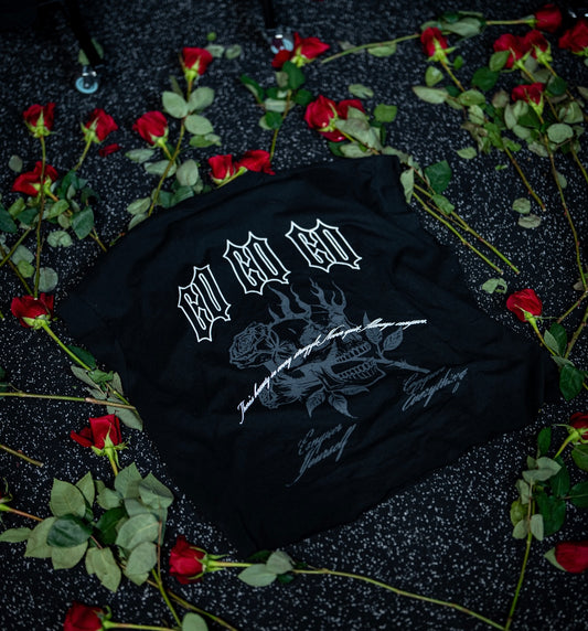 “Conquer Everything” Roses Oversized **REGULAR** Tee - Black/White