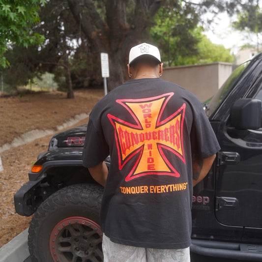 “Conquer Everything” WWC Oversized Tee - Black/Red