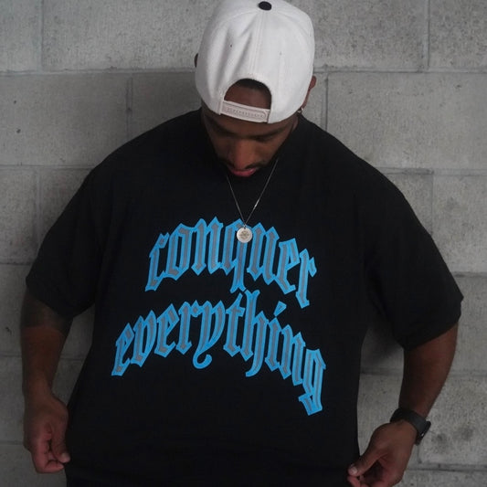 “Conquer Everything” WWC Oversized Tee - Black/Blue