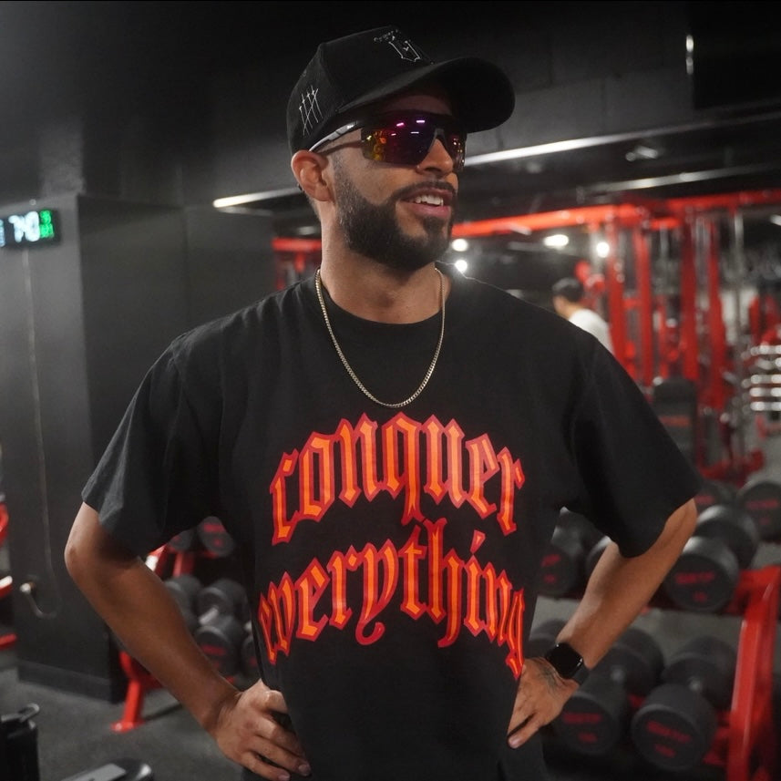 “Conquer Everything” WWC Oversized Tee - Black/Red