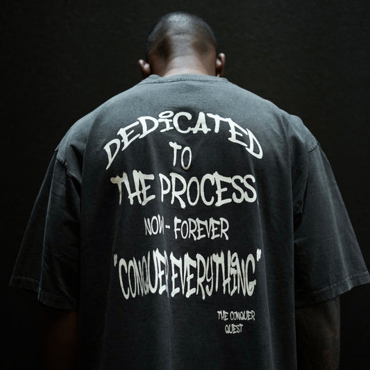 "Dedicated To The Process (Graffiti)" Tee - Acid Wash Grey